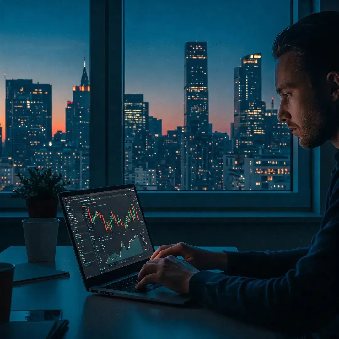 Illustration of upward trending financial charts and graphs